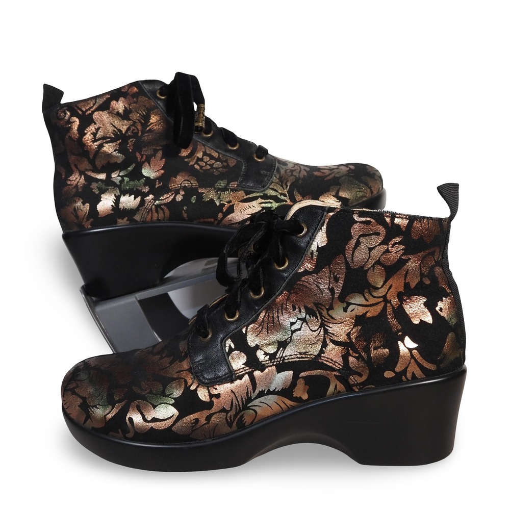 Alegria‎ Eliza Regal Copper Floral Metallic Booties Womens 8-8.5 38 Ankle Boots